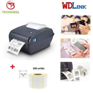 WDLINK Imprimante Code barre et les étiquettes Thermiques + Rouleaux 500 étiquettes (WD8210) (Ecommerce+Transports)
