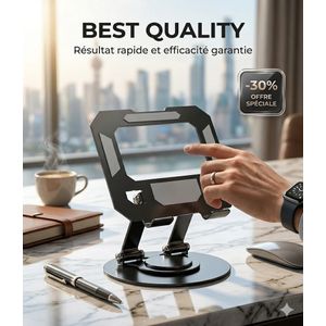 Bighan 360° Support Tablette Noir, Pliable Support Tablette Bureau Accessoires pour Tablette/PS/mobilephones/Switch 4,7" - 12,9