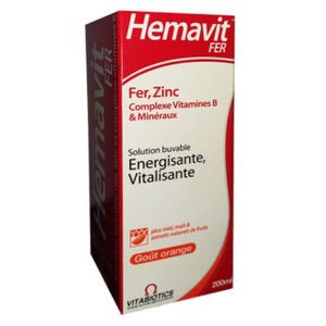 Vitabiotics Hemavit Fer Complexes Vitamines B Et Minéraux Liquide - 200ml.