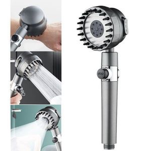 pomme de douche haute pression avec filtre, douchette à 3 modes, brosse massage