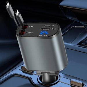 Chargeur Rapide de Voiture 4-en-1 Compatible iPhone et Android Multi-Couleur