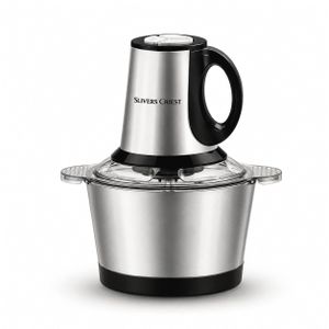 SLIVERS CRIEST Robot Hachoir Cuisine 800W – Capacité 2 Litres – Bol en Acier Inoxydable – 4 Lames Haute Efficacité – Pour Viande, Légumes et Préparations Rapides