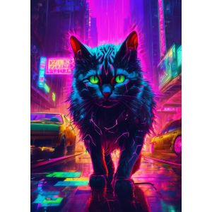 Neon cyberpunk cat  Poster Chambre Haute Qualité