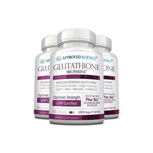 Glutathion Approved Science® - Glutathion 500 mg - Complexe phospholipidique, vitamine C, biopérine - Meilleur antioxydant pour aider à neutraliser les radicaux libres - Convient aux végétaliens - 60 capsules