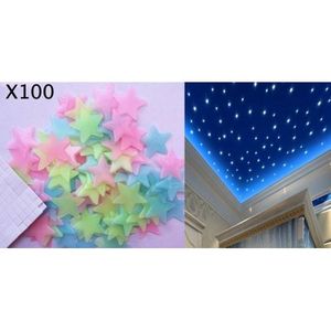 100 autocollants étoiles lumineux, autocollants muraux pour chambre à  coucher, salon, décoration de plafond pour chambre d'enfant (vert néon)