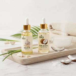 Bio Huile de Ail 50 ml et Huile de Coco 50 ml routine beauté huile végétale naturel