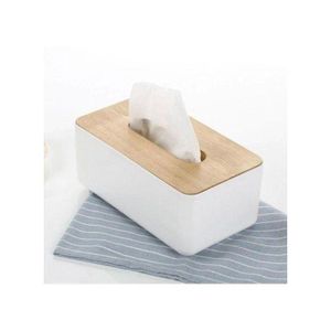 Boite a mouchoirs Plastique avec couvercle en bambou naturel 21/13/9,5cm