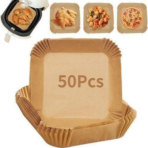 General pack de 50 Pieces Papier Cuisson Pour Air Fryer Prédécoupé en Forme Carrée