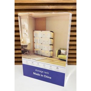 Meuble De Rangement Modulaire 4 Niveaux - Meuble À Chaussures Et Livres Avec Portes - 82x29x124 cm - Blanc