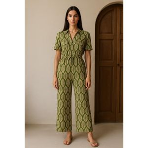 Marwa Combinaison Imprimée  - Green Leaves