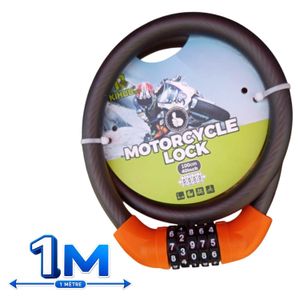 Câble Antivol Moto Vélo 1M avec Code à 5 Chiffres – Verrouillage Sécurisé Réglable