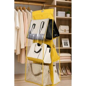 Organisateur Suspendu Double Face pour Sacs à Main, Rangement Transparent pour Armoire, Porte-Sacs Multifonction Gain de Place