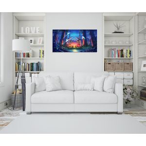 Tableau decoratif Night Camping Forest Digital Art - Mural - taille en choix