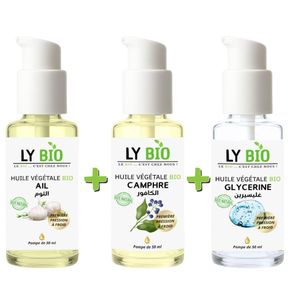 LY BIO PACK HUILE AIL 50ML - POMPE + HUILE CAMPHREE 50ML - POMPE + HUILE GLYCERINE 50ml - POMPE