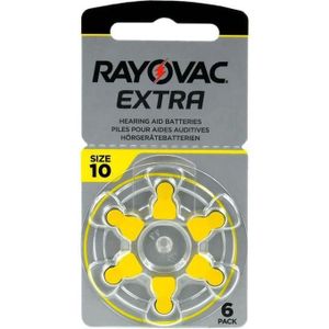 Rayovac  Piles Extra Size 10 pour appareils auditifs – Autonomie prolongée et performance fiable – Pack de 6