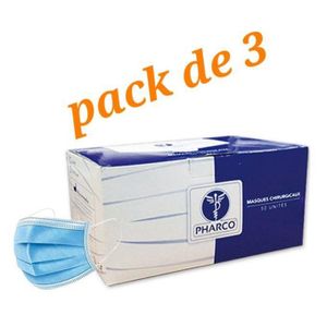 MASQUES CHIRURGICAUX BLEU 3 BOITES DE 50