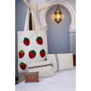 Sac cabas avec 3 pochettes – Motif fraise tendance