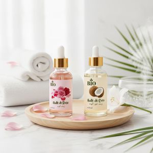 Bio Huile de rose 50 ml et Huile de Coco 50 ml huile végétale  éclat