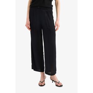 Defacto بنطلون مستقيم من قماش مجعد بخصر مطاطي وجيوب