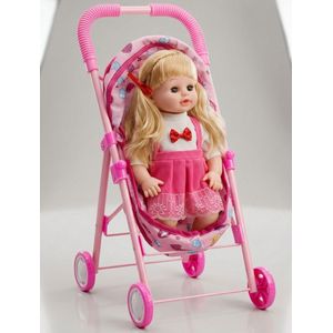 Mon Premier Poupon avec Poussette Pliable – Pack Jouet d'Imitation Poupée Fille et Landau Rose