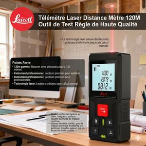 Telemetre Laser Distance Mètre range finder 120M Outil Test Règle haut qualité 