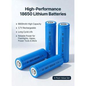 Pack de 4 piles rechargeables Li-ion 18650 3.7V haute performance