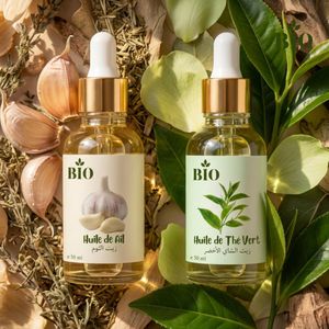 Bio Huile de ail 50 ml et Huile de the vert 50 ml routine beauté naturelle