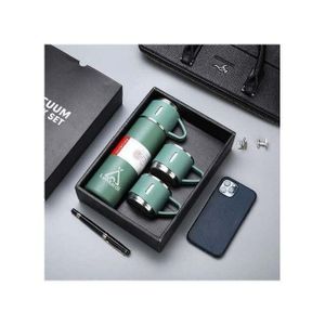 Ensemble thermos avec deux tasses vert