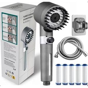 Pommeau de Douche Turbobooster Haute Pression avec Filtration 5-en-1
