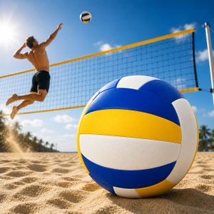 Ballon de Volleyball Officiel Taille 5 – Tricolore Bleu, Jaune et Blanc