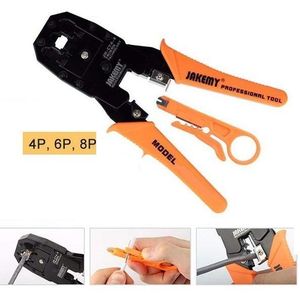 Jakemy أداة كبس RJ45 RJ11 مع أداة تعرية الشبكة، موصلات 4P، 6P، 8P