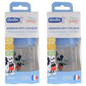 Dodie Biberon Anti-Colique - Confort Digestif Bébé - 0-6 Mois - 150ml - Lot de 2 - Fabriqué en France