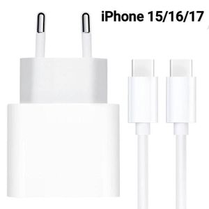 Original chargeur iphone USB-C 20W chargeur rapide pour iPhone 15/16/17/Air/ plus/ Pro /Pro Max