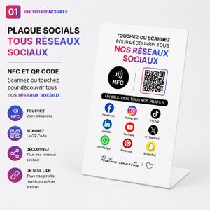 Mifare SUPPORT CHEVALIER ACRYLIQUE NFC TOUS LES RESEAUX SOCIAUX
