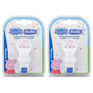 Dodie Attache-sucette Peppa Pig - Sécurité Bébé - Pour Nouveau-nés - Lot de 2