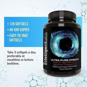 Capsules d'huile de poisson oméga-3 ultra pure intelligentlabs 120
