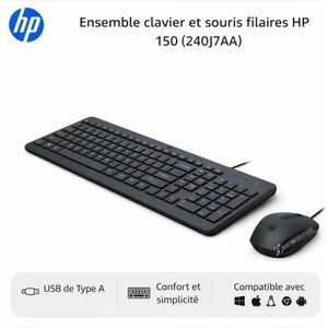 Hpe Ensemble Souris et Clavier filaires 150 (240J7AA)-NOIR