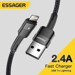 ESSAGER Câble USB vers Lightning 2.4A – Charge Rapide et Synchronisation 480 Mbps pour iPhone et iPad