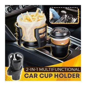 Porte-Gobelets Voiture 2 en 1 Multifonction Extensible, Double Support Boissons Rotatif 360°