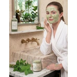 Masque Visage en Poudre à l'Argile Verte & Feuilles de Menthe - Purifiant & Rafraîchissant