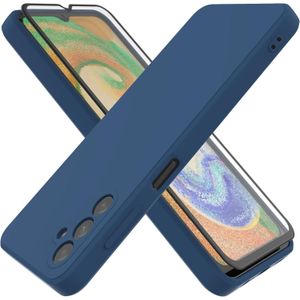 Case Pochette Silicone pour samsung A35 bleu avec Incassable Verre Trempé écran 