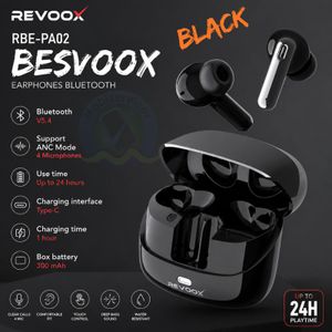 Revoox Écouteurs Bluetooth BESVOOX RBE-PA02 BLACK – ANC, 4 Micros, Bluetooth 5.4, Autonomie 24H