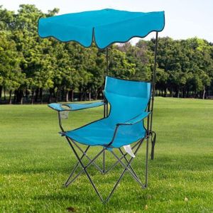Chaise de Camping Pliable avec Auvent Parapluie, Confort et Polyvalence