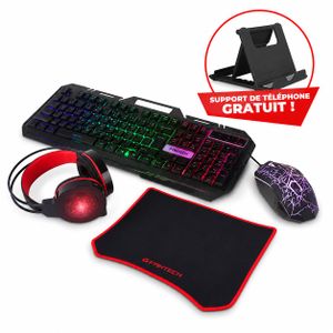 Pack gaming 4 en 1 GM-15 clavier gamer + souris gamer + casque gaming + tapis de gaming