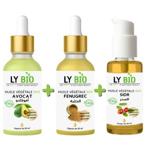 LY BIO PACK HUILE AVOCAT 50ml - PIPETTE + HUILE FENUGREC 50ML - PIPETTE + HUILE SIDR 50ML - POMPE