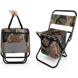 Chaise de Pêche et Camping Pliable avec Glacière Intégrée – Siège Portable Camouflage, Léger et Facile à Transporter, Armature en Acier Solide avec Sac Isotherme pour Randonnées et Activités Extérieures
