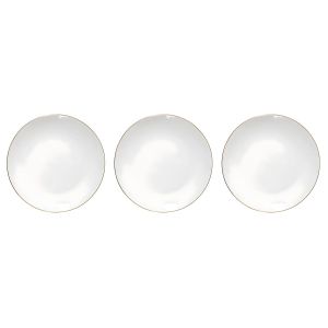 Assiette à Dessert - Céramique Bordure Dorée - Service de Table Élégant - Blanc - Lot de 3