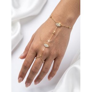 Chaîne de Main Dorée avec Motifs Œil de Protection et Cristaux Brillants - Bijou Chic pour Femme