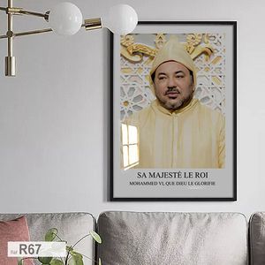 Photo SM au parlement marocaineة Roi Mohammed 6, tableau décoratif الملك بالجلباب