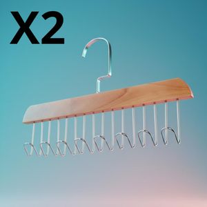 Lot de 2 cintres antiderapants à 8 crochets, gain de place, rotation 360°